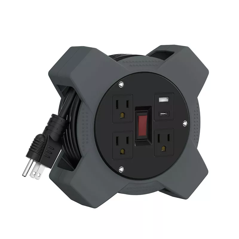 3 Outlet Usb Kabel Plastik Reel 20ft