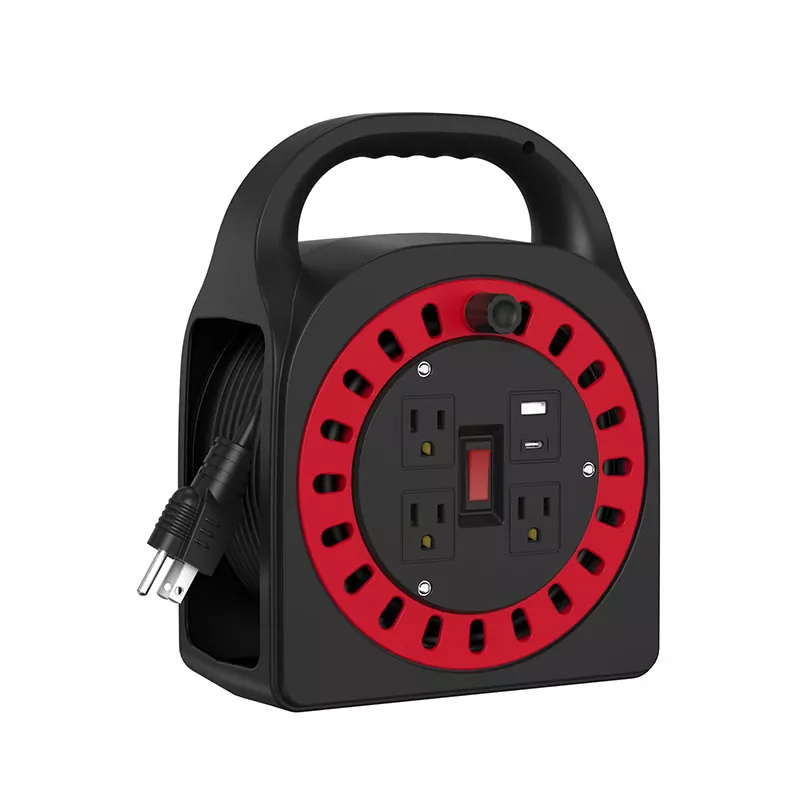 3 Outlet Usb Kabel Plastik Reel 50ft