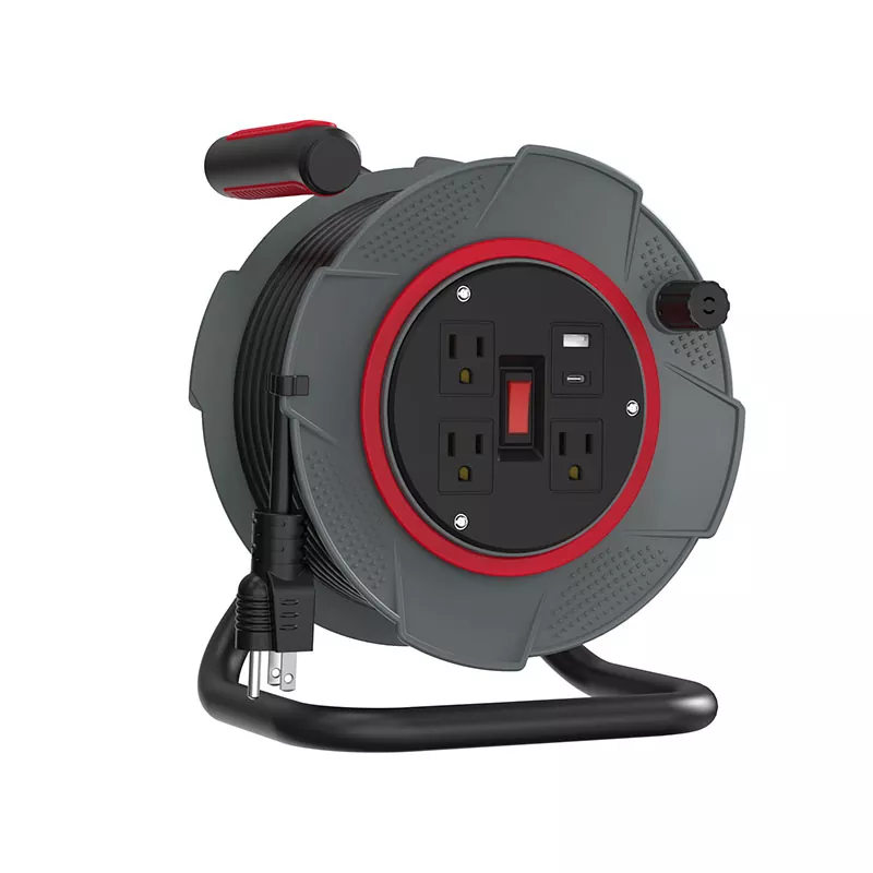 3 outlet Usb Kabel Plastik Reel 45ft