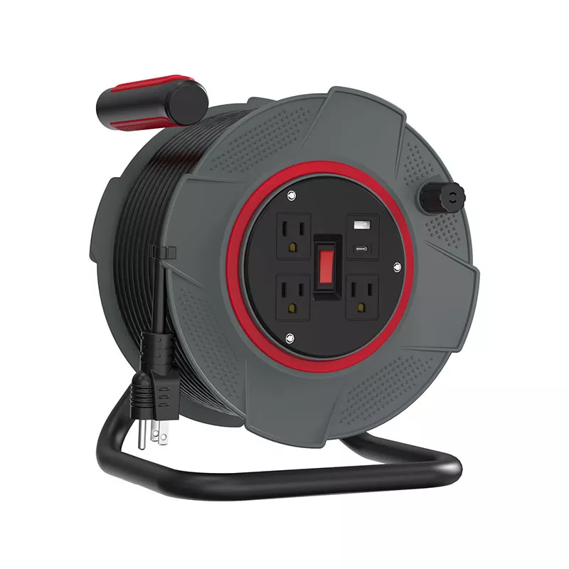 3 outlet Usb Kabel Plastik Reel 80ft